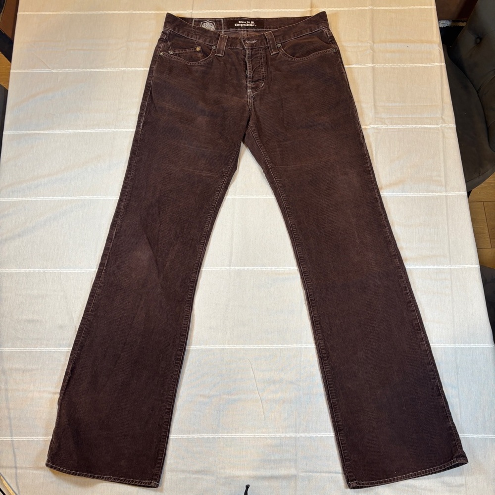 Rock & Republic Brown Corduroy Flap Pocket Jeans - Size 34 x 34
